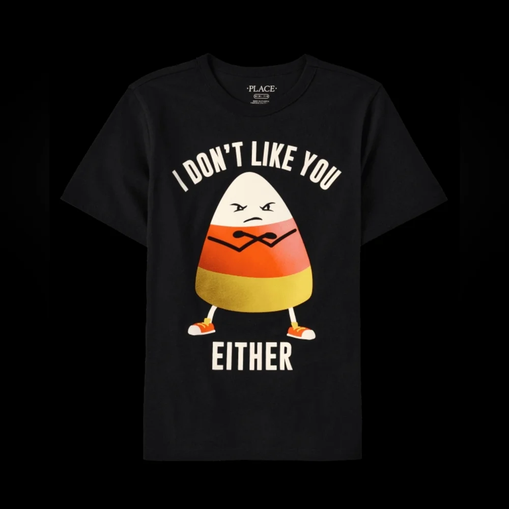 NWT The Children's Place Black Tee with Candy Corn Graphic